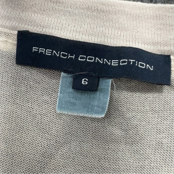 French Connection Tan & Cream Tiered Sequin Wool Blend Midi Dress Size 6 Small S - Picture 3 of 6